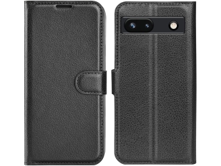 Google Pixel 7a Lederhülle Portemonnaie Karten Etui schwarz