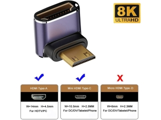 Mini HDMI auf HDMI 90 Grad Winkel nach unten Adapter