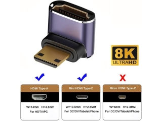 Mini HDMI auf HDMI 90 Grad Winkel nach oben Adapter