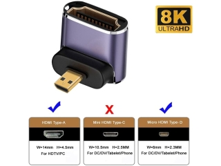 Micro HDMI auf HDMI 90 Grad Winkel nach oben Adapter