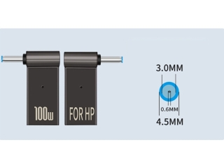 USB-C HP Notebook 90-Grad Netzteil Adapter 4.5 x 3mm innen 0.6mm