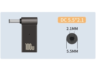 USB-C Notebook 90-Grad Netzteil Adapter DC Barrel 5.5 x 2.1mm