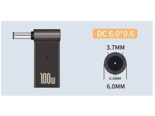USB-C Notebook 90-Grad Netzteil Adapter DC Barrel 6.0 x 3.7mm 0.6mm