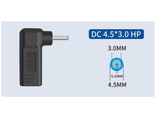 USB-C HP 4.5 x 3mm Notebook 90-Grad Netzteil Adapter 65W 19.5V