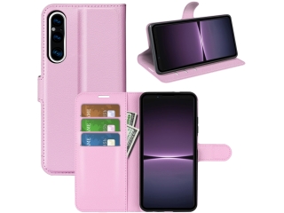 Sony Xperia 1 V Lederhülle Portemonnaie Karten Etui rosa