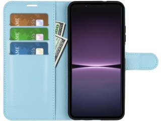Sony Xperia 1 V Lederhülle Portemonnaie Karten Etui hellblau
