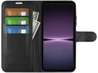 Sony Xperia 1 V Lederhülle Portemonnaie Karten Etui schwarz