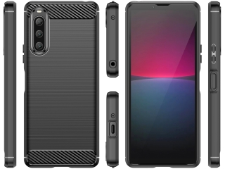 Sony Xperia 10 V Carbon Gummi Hülle TPU Case schwarz