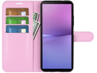 Sony Xperia 10 V Lederhülle Portemonnaie Karten Etui rosa