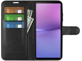 Sony Xperia 10 V Lederhülle Portemonnaie Karten Etui schwarz