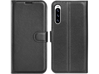 Sony Xperia 10 V Lederhülle Portemonnaie Karten Etui schwarz
