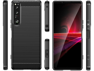 Sony Xperia 1 IV Carbon Gummi Hülle TPU Case schwarz