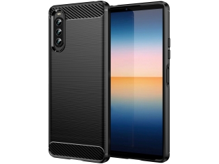 Sony Xperia 10 IV Carbon Gummi Hülle TPU Case schwarz