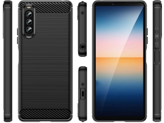 Sony Xperia 10 IV Carbon Gummi Hülle TPU Case schwarz