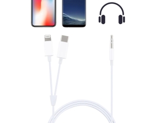 iPhone Lightning & USB C Smartphone im Auto AUX 3.5mm Audio Kabel 1m