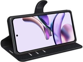 Motorola Moto G23 Lederhülle Portemonnaie Karten Etui schwarz