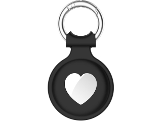 Apple Airtag Liquid Silikon Heart Case mit Anhänger schwarz