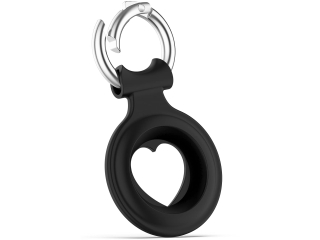 Apple Airtag Liquid Silikon Heart Case mit Anhänger schwarz