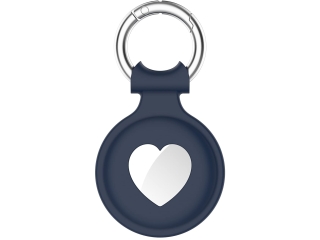 Apple Airtag Liquid Silikon Heart Case mit Anhänger navyblau