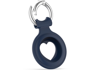 Apple Airtag Liquid Silikon Heart Case mit Anhänger navyblau