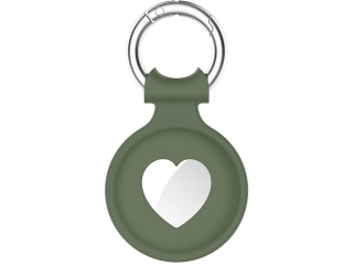 Apple Airtag Liquid Silikon Heart Case mit Anhänger olivgrün