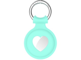 Apple Airtag Liquid Silikon Heart Case mit Anhänger mint green