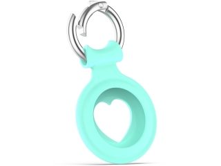 Apple Airtag Liquid Silikon Heart Case mit Anhänger mint green