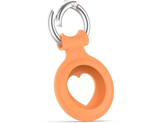 Apple Airtag Liquid Silikon Heart Case mit Anhänger sunrise orange