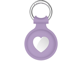 Apple Airtag Liquid Silikon Heart Case mit Anhänger purple