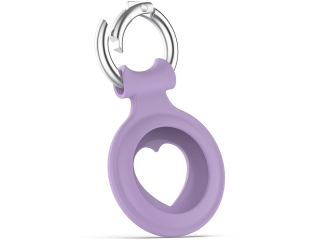 Apple Airtag Liquid Silikon Heart Case mit Anhänger purple