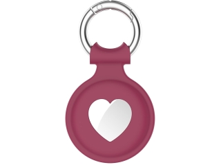 Apple Airtag Liquid Silikon Heart Case mit Anhänger raspberry