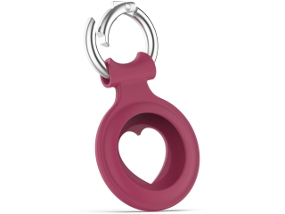 Apple Airtag Liquid Silikon Heart Case mit Anhänger raspberry