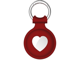 Apple Airtag Liquid Silikon Heart Case mit Anhänger sangria red