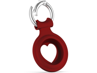 Apple Airtag Liquid Silikon Heart Case mit Anhänger sangria red
