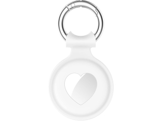 Apple Airtag Liquid Silikon Heart Case mit Anhänger casper white