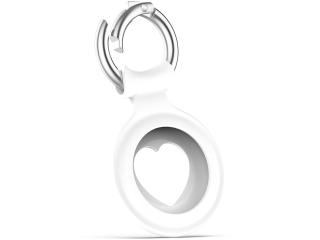 Apple Airtag Liquid Silikon Heart Case mit Anhänger casper white