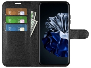 Huawei P60 Pro Lederhülle Portemonnaie Karten Etui schwarz