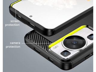 Huawei P60 Pro Carbon Gummi Hülle TPU Case schwarz