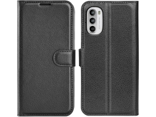 Motorola Moto G82 Lederhülle Portemonnaie Karten Etui schwarz