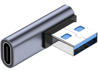 USB-A auf USB-C 90 Grad Winkel nach links flach Adapter (male/female)