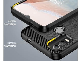 Nokia C21 Plus Carbon Gummi Hülle TPU Case schwarz