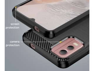 Nokia C32 Carbon Gummi Hülle TPU Case schwarz