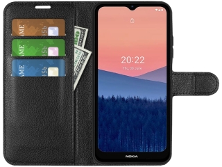 Nokia C21 Lederhülle Portemonnaie Karten Etui schwarz