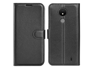 Nokia C21 Lederhülle Portemonnaie Karten Etui schwarz