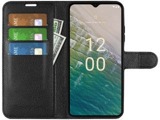 Nokia C22 Lederhülle Portemonnaie Karten Etui schwarz