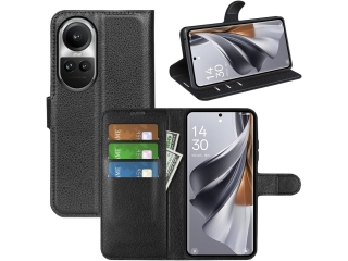 Oppo Reno10 Lederhülle Portemonnaie Karten Etui schwarz