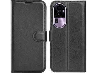 Oppo Reno10 Pro Lederhülle Portemonnaie Karten Etui schwarz