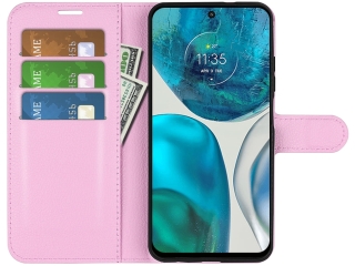 Motorola Moto G52 Lederhülle Portemonnaie Karten Etui rosa