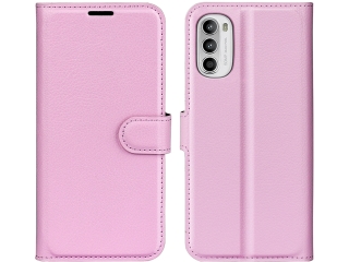 Motorola Moto G52 Lederhülle Portemonnaie Karten Etui rosa