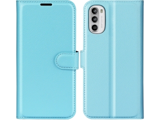Motorola Moto G52 Lederhülle Portemonnaie Karten Etui hellblau